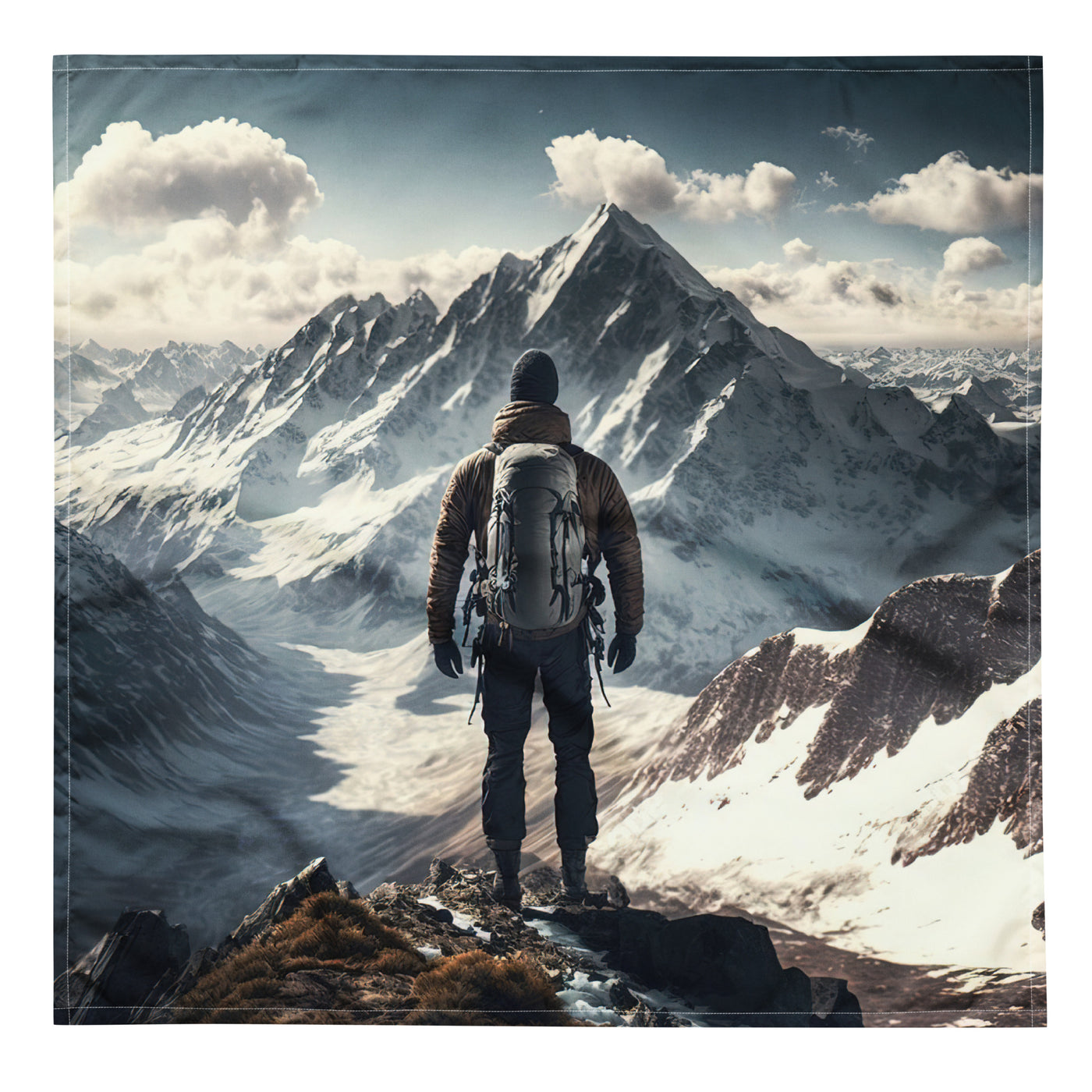 Wanderer auf Berg von hinten - Malerei - Bandana (All-Over Print) berge xxx L