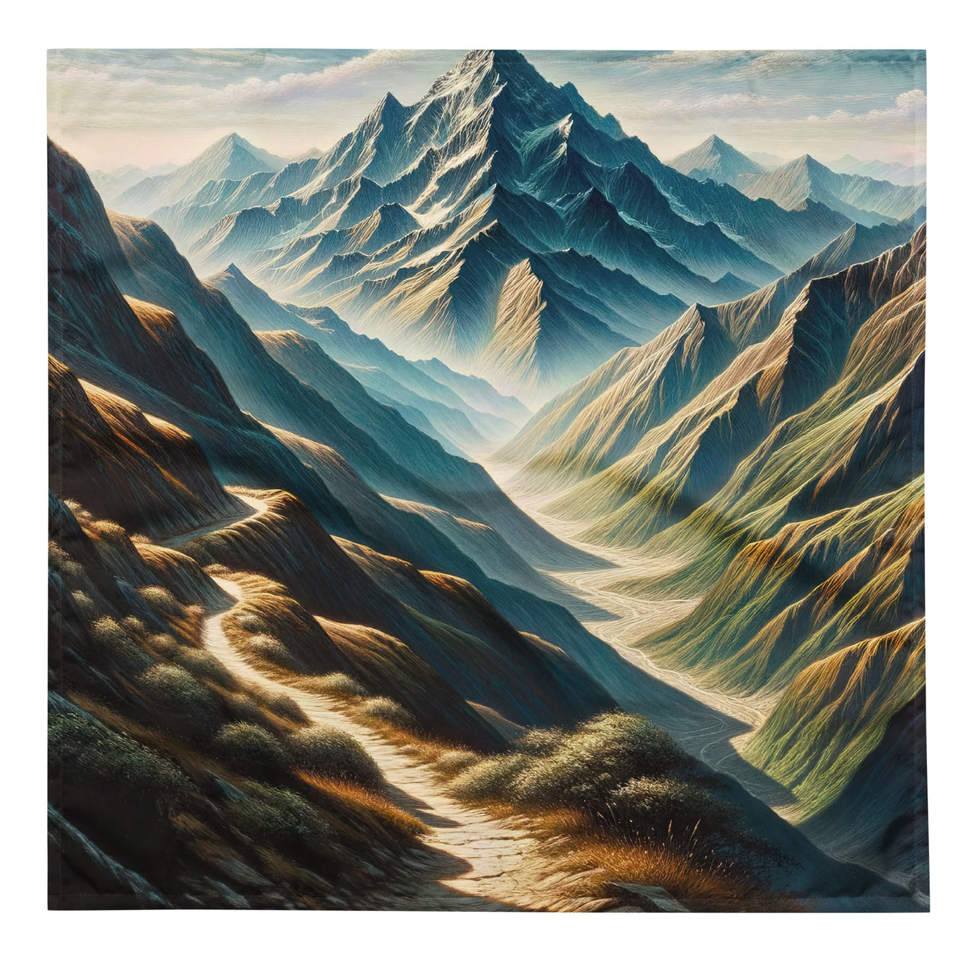 Berglandschaft: Acrylgemälde mit hervorgehobenem Pfad - Bandana (All-Over Print) berge xxx yyy zzz L