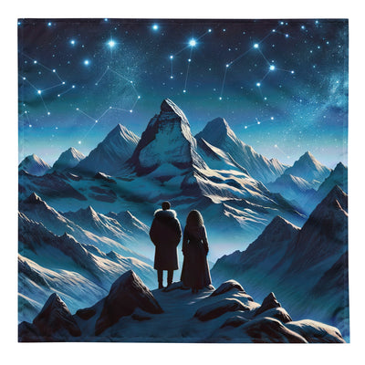 Alpenwinternacht: Digitale Kunst mit Wanderern in Bergen und Sternenhimmel - Bandana (All-Over Print) wandern xxx yyy zzz L