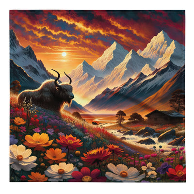 Magischer Alpenabend mit Hochlandkuh und goldener Sonnenkulisse - Bandana (All-Over Print) berge xxx yyy zzz L