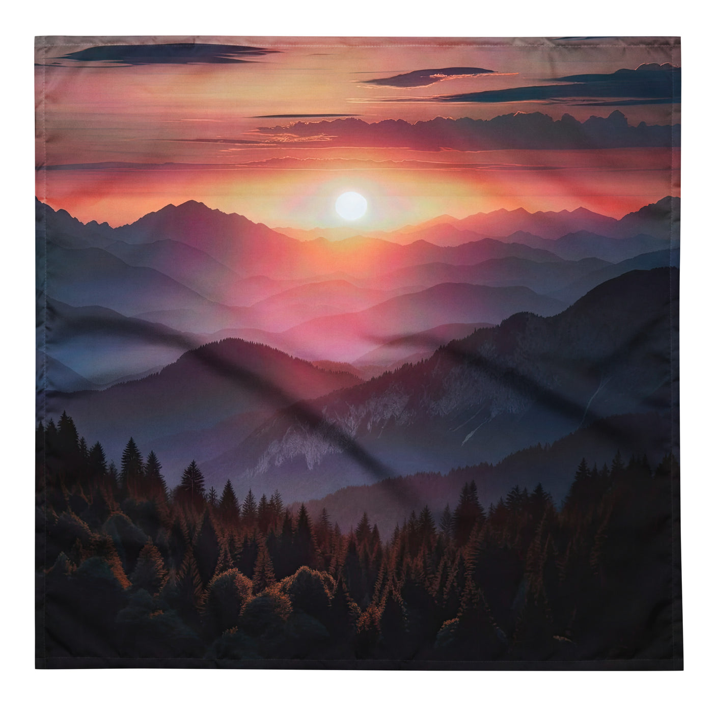 Foto der Alpenwildnis beim Sonnenuntergang, Himmel in warmen Orange-Tönen - Bandana (All-Over Print) berge xxx yyy zzz L