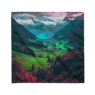 Berglandschaft und Dorf - Fotorealistische Malerei - Bandana (All-Over Print) berge xxx M