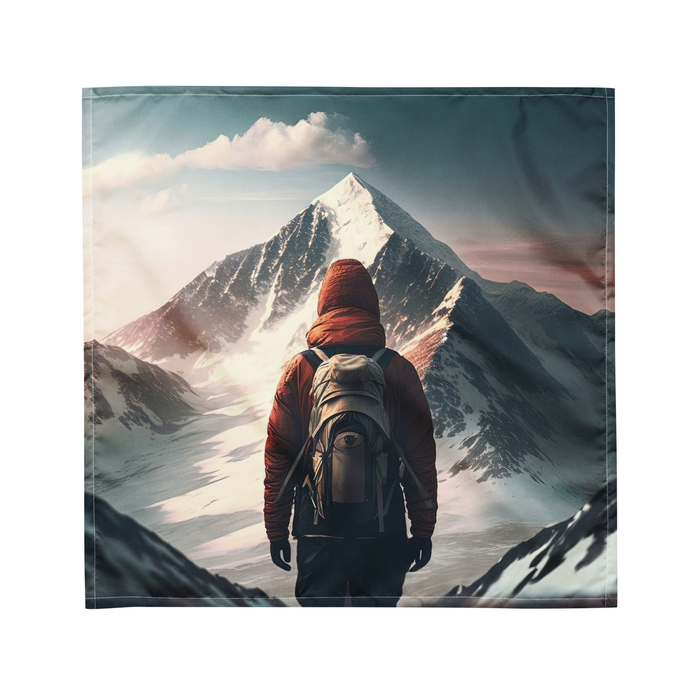 Wanderer von hinten vor einem Berg - Malerei - Bandana (All-Over Print) berge xxx M