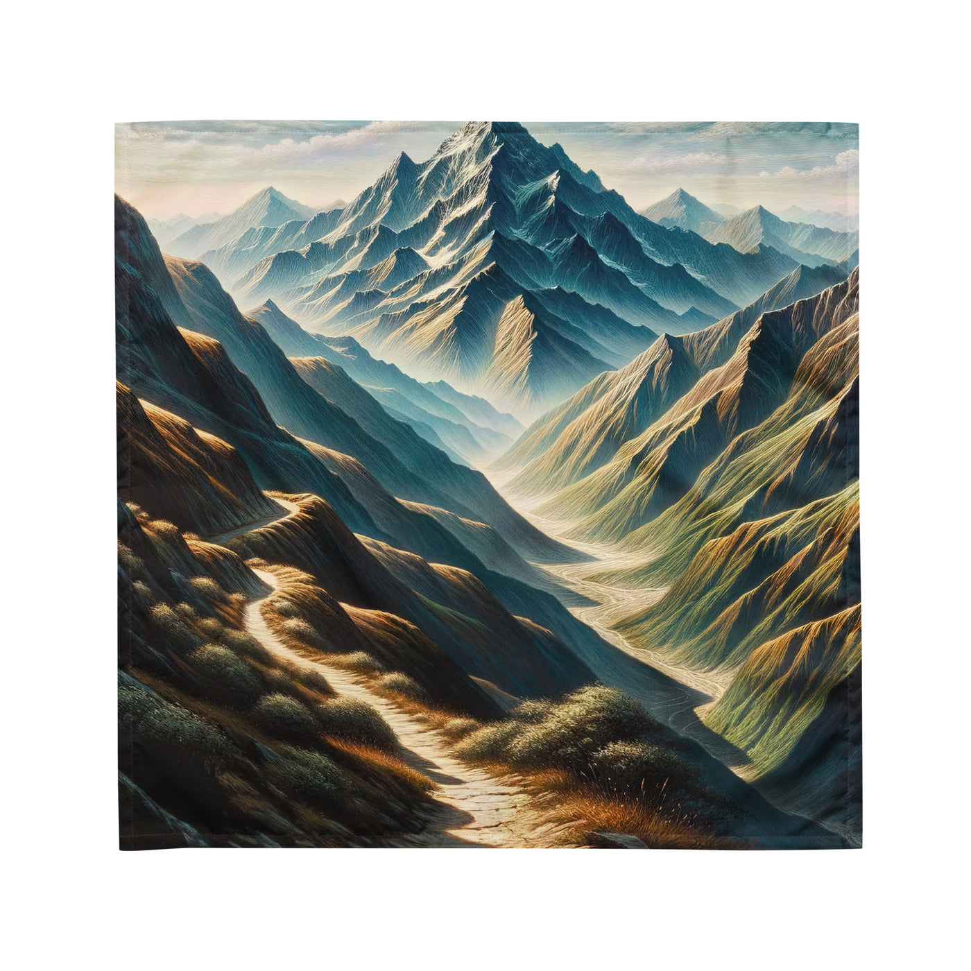 Berglandschaft: Acrylgemälde mit hervorgehobenem Pfad - Bandana (All-Over Print) berge xxx yyy zzz M