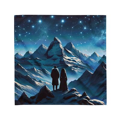 Alpenwinternacht: Digitale Kunst mit Wanderern in Bergen und Sternenhimmel - Bandana (All-Over Print) wandern xxx yyy zzz M