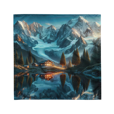 Stille Alpenmajestätik: Digitale Kunst mit Schnee und Bergsee-Spiegelung - Bandana (All-Over Print) berge xxx yyy zzz M