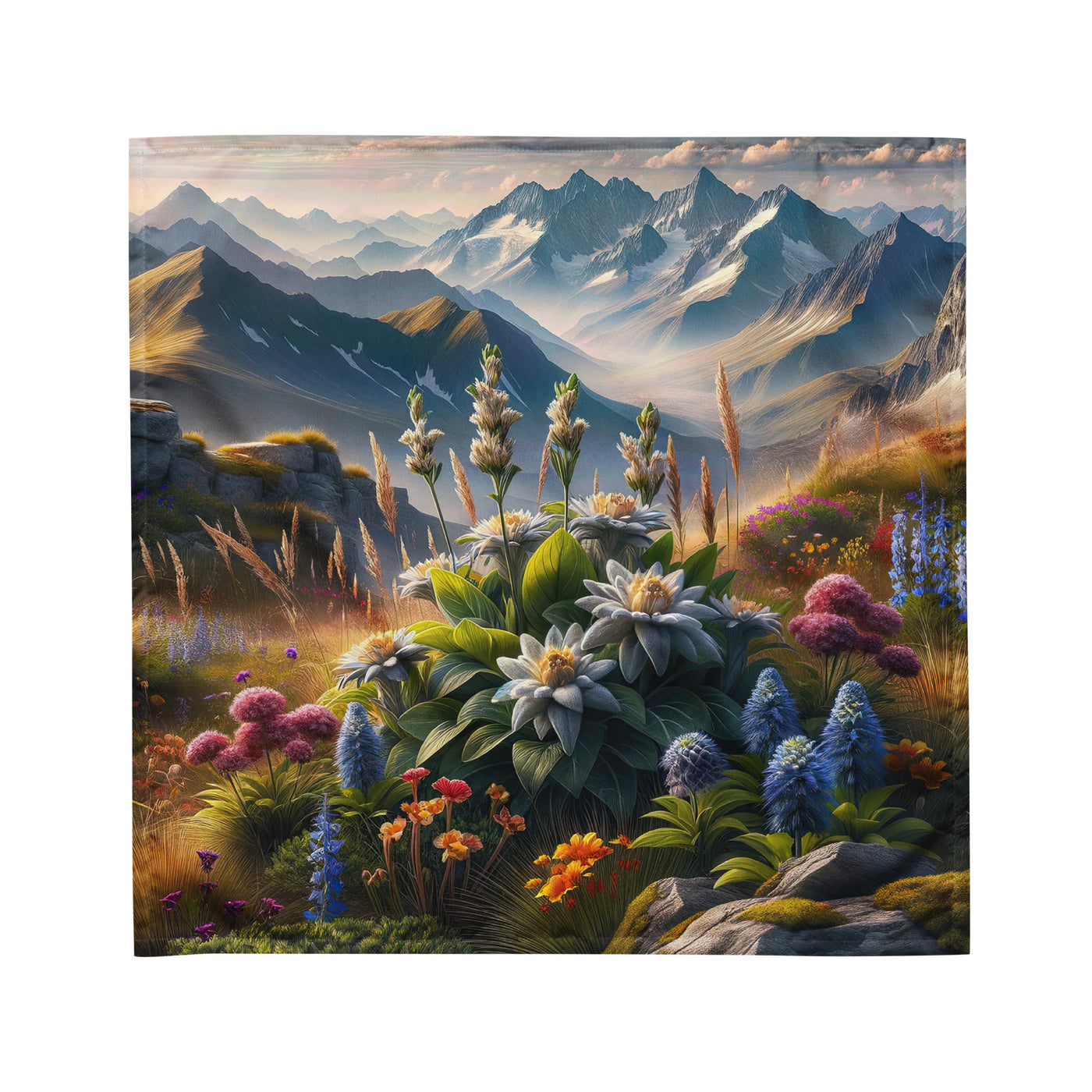 Alpine Flora: Digitales Kunstwerk mit lebendigen Blumen - Bandana (All-Over Print) berge xxx yyy zzz M