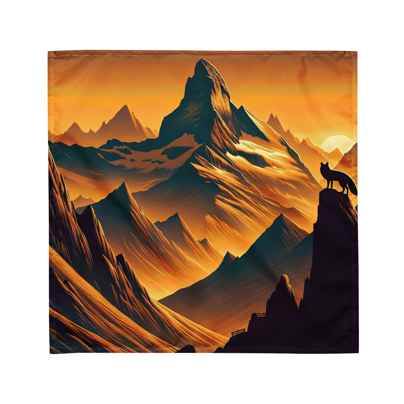 Fuchs in Alpen-Sonnenuntergang, goldene Berge und tiefe Täler - Bandana (All-Over Print) camping xxx yyy zzz M