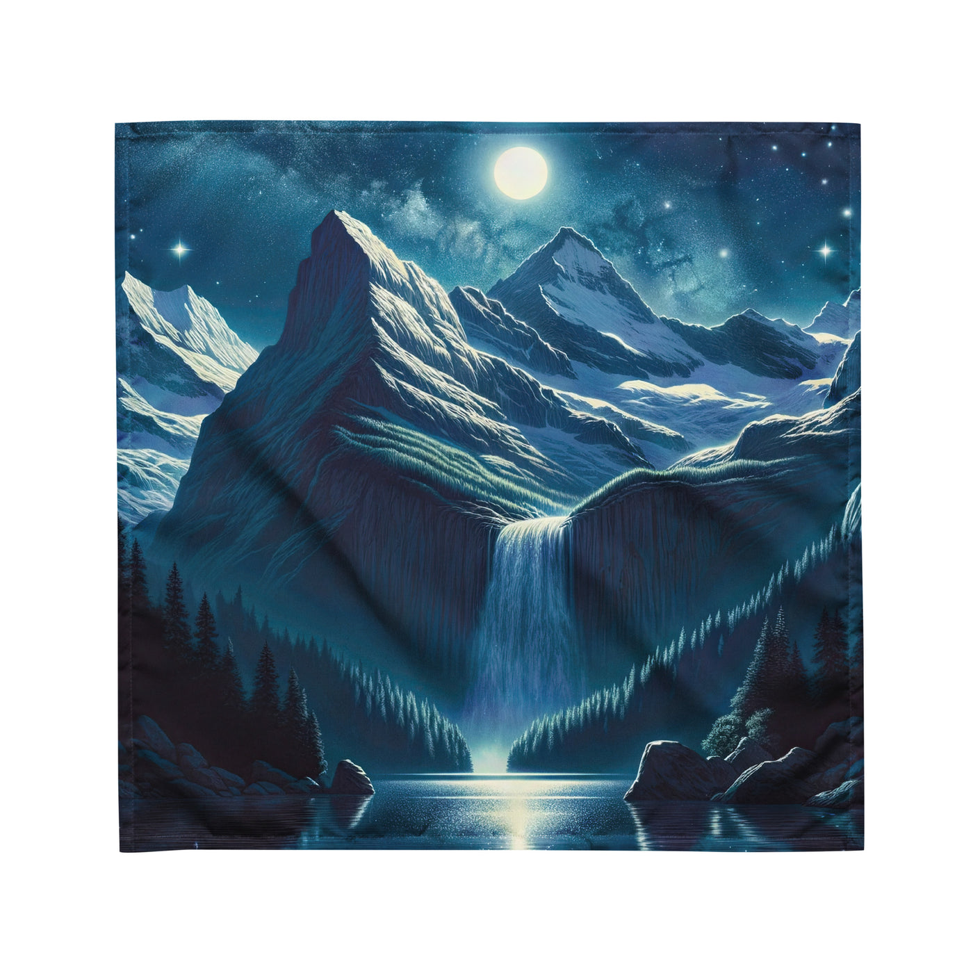 Legendäre Alpennacht, Mondlicht-Berge unter Sternenhimmel - Bandana (All-Over Print) berge xxx yyy zzz M