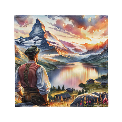 Aquarell einer Berglandschaft in der goldenen Stunde mit österreichischem Wanderer - Bandana (All-Over Print) wandern xxx yyy zzz M