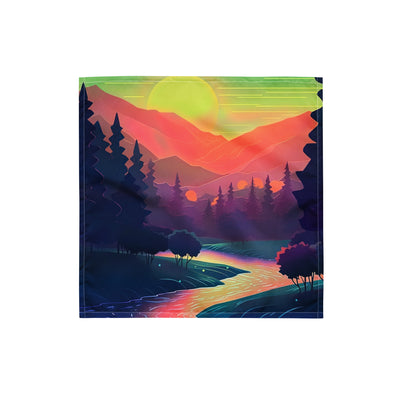 Berge, Fluss, Sonnenuntergang - Malerei - Bandana (All-Over Print) berge xxx S