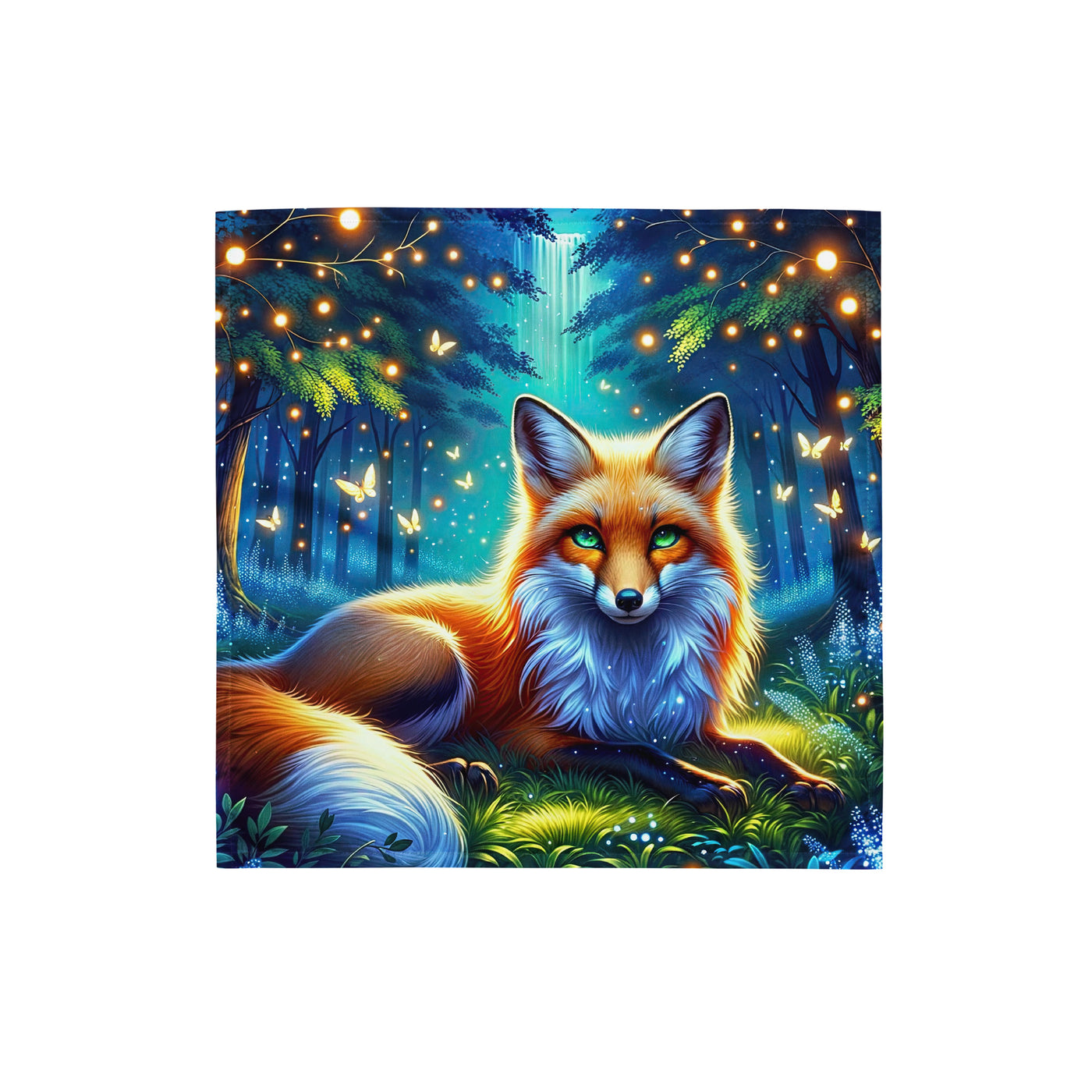 Funkelnder Nachtfuchs auf Waldlichtung mit Feuerwerk - Bandana (All-Over Print) camping xxx yyy zzz S