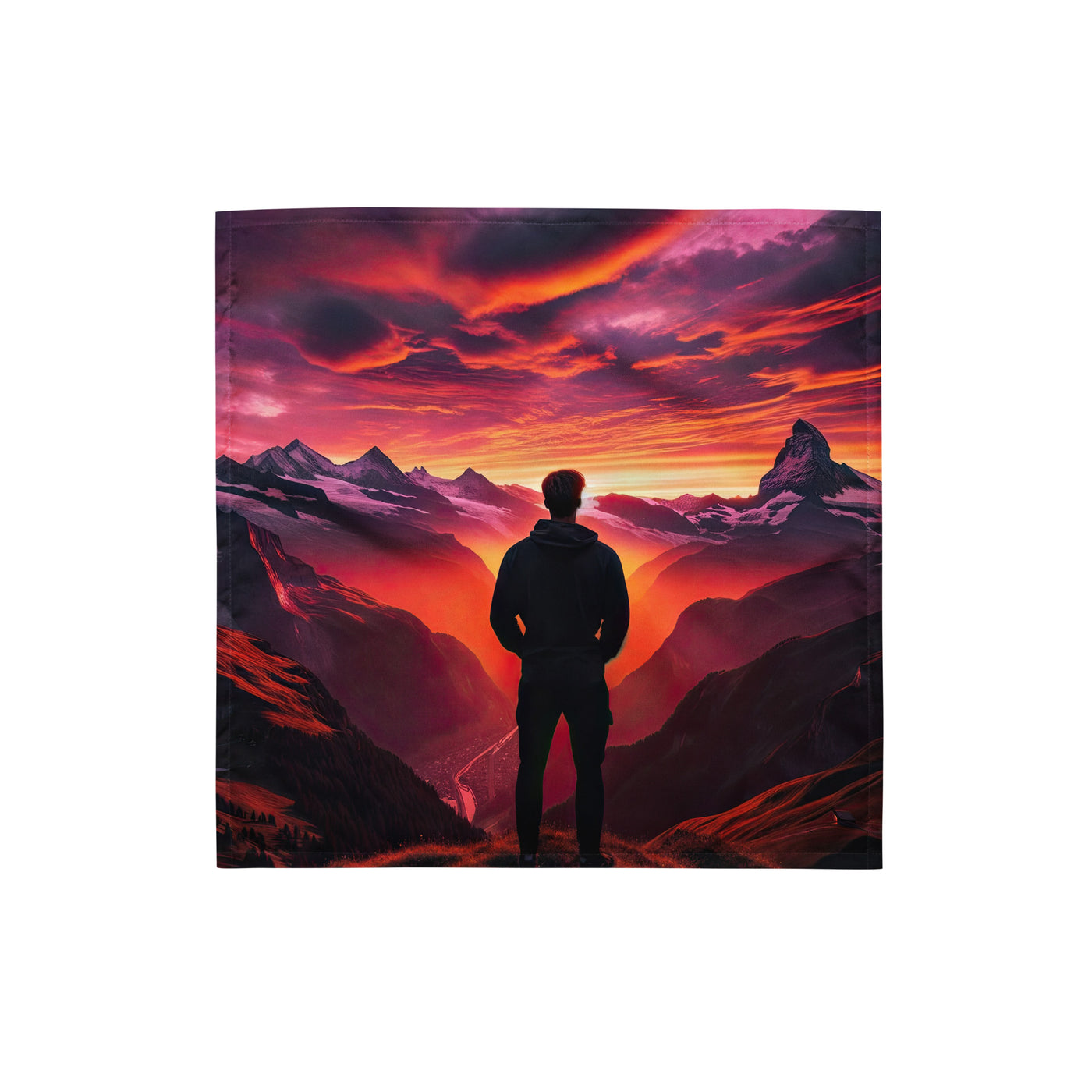 Foto der Schweizer Alpen im Sonnenuntergang, Himmel in surreal glänzenden Farbtönen - Bandana (All-Over Print) wandern xxx yyy zzz S