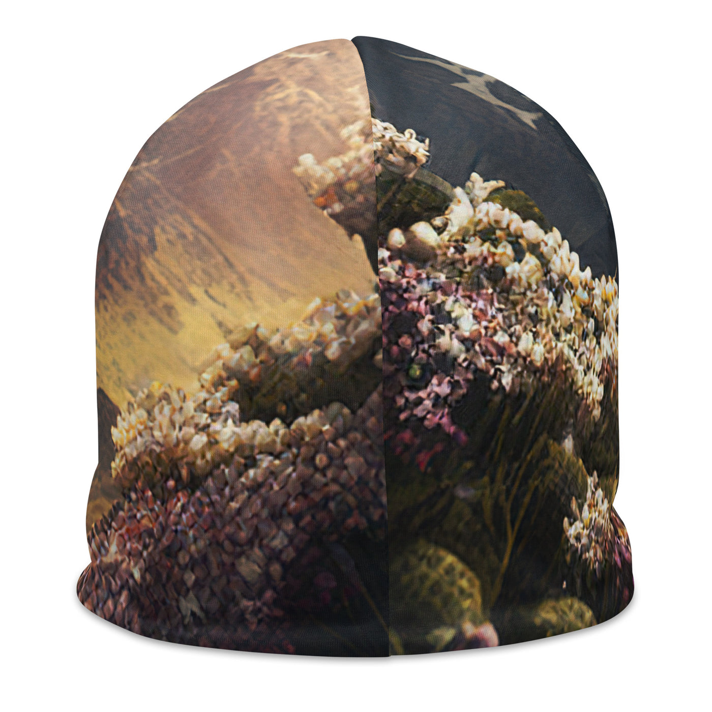 Epischer Berg, steiniger Weg und Blumen - Realistische Malerei - Beanie (All-Over Print) berge xxx