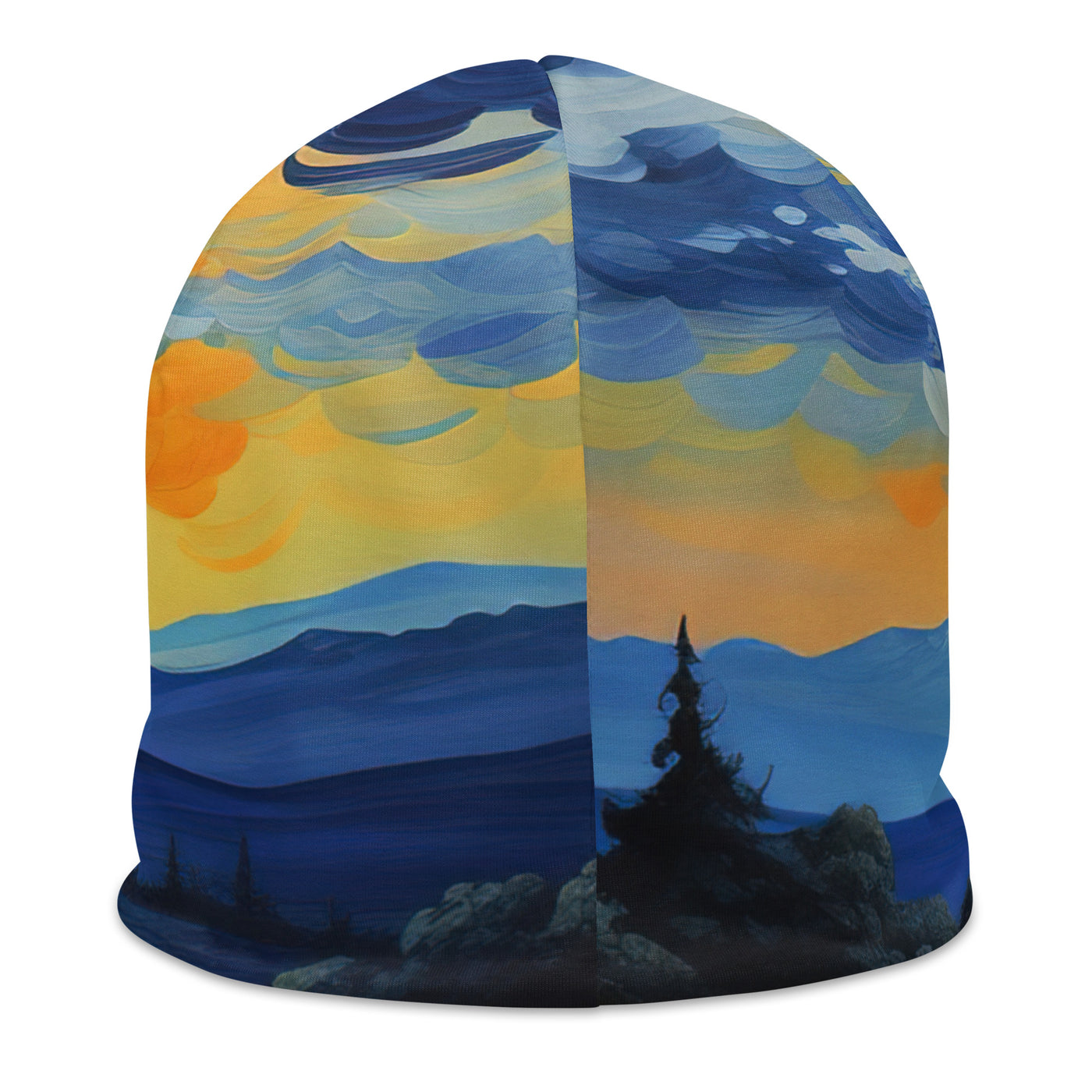 Berglandschaft mit schönen gelben Blumen - Landschaftsmalerei - Beanie (All-Over Print) berge xxx