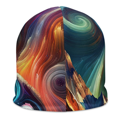 Abstrakte Kunst, die majestätischen Alpen mit Farben und komplizierten Mustern darstellt. Markante Bären Silhouette - All-Over Print camping xxx yyy zzz