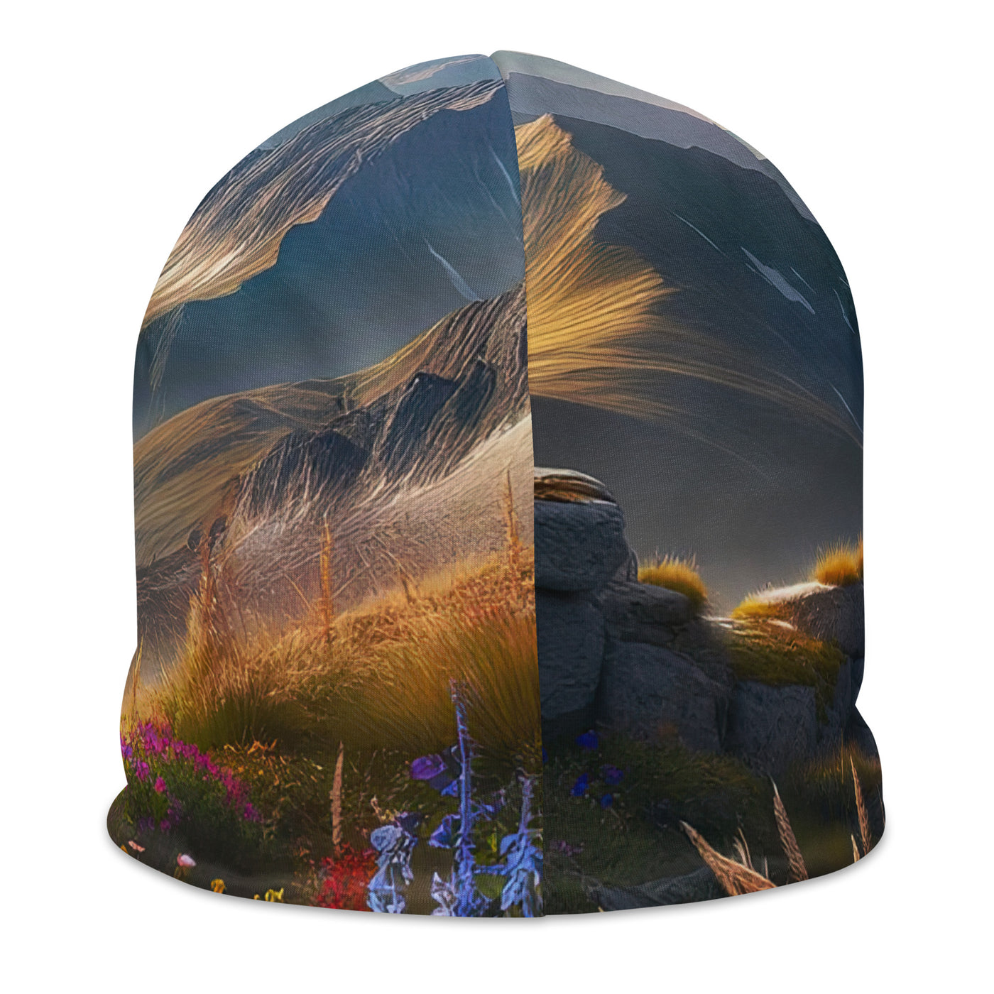 Alpine Flora: Digitales Kunstwerk mit lebendigen Blumen - Beanie (All-Over Print) berge xxx yyy zzz