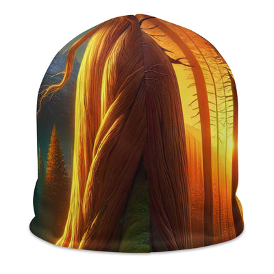 Golden-Stunde Alpenwald, Sonnenlicht durch Blätterdach - Beanie (All-Over Print) camping xxx yyy zzz