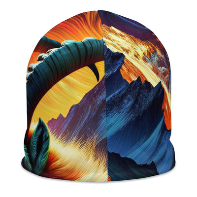 Digitale Kunst der Alpen, Landschaft mit wirbelnden, abstrakten Formen - Beanie (All-Over Print) berge xxx yyy zzz