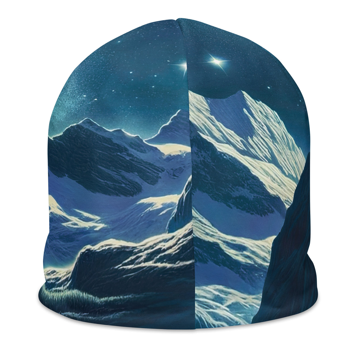 Legendäre Alpennacht, Mondlicht-Berge unter Sternenhimmel - Beanie (All-Over Print) berge xxx yyy zzz