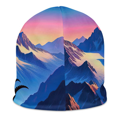 Steinbock bei Dämmerung in den Alpen, sonnengeküsste Schneegipfel - Beanie (All-Over Print) berge xxx yyy zzz