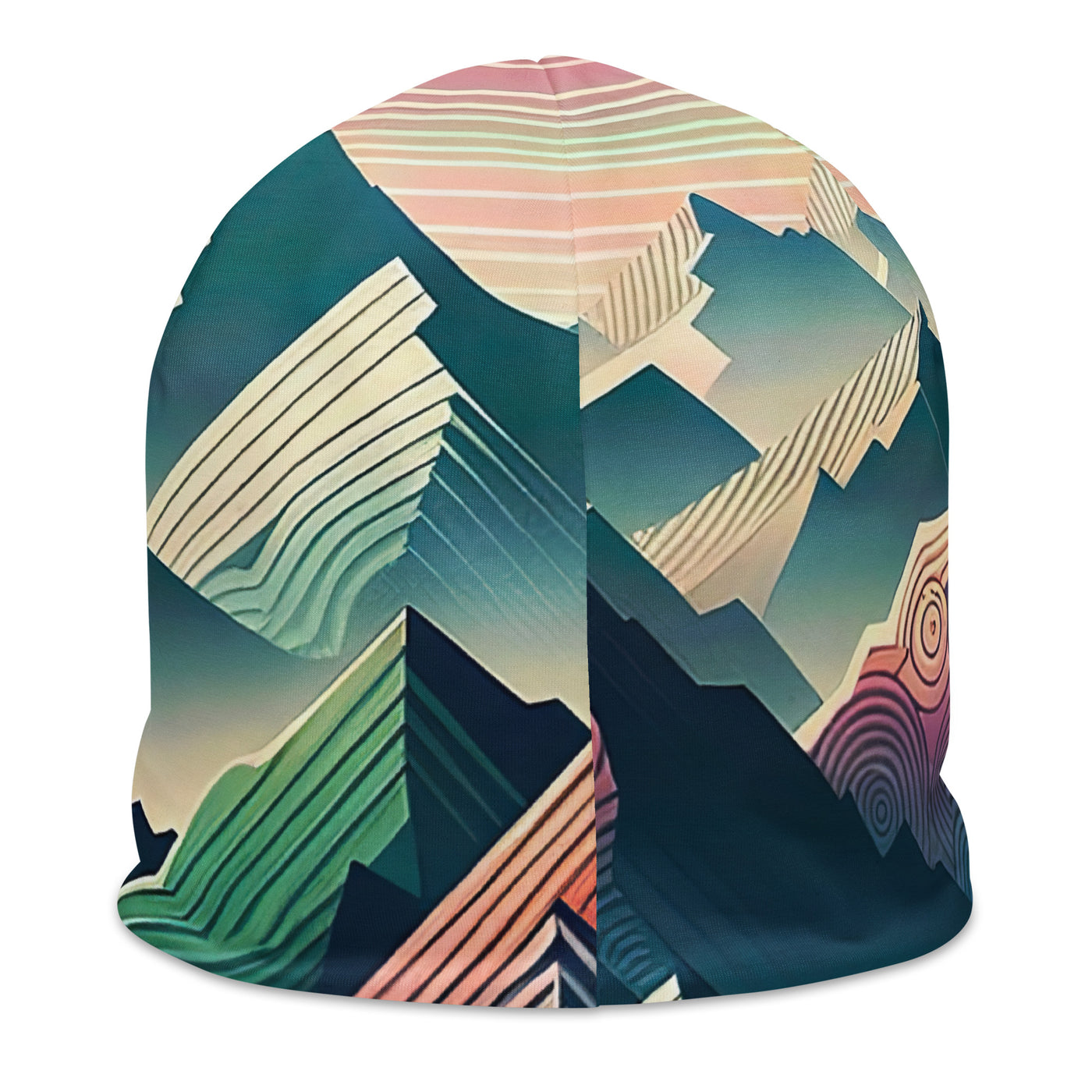 Bär im Panoramablick der Alpen, moderne Kunst-Gebirgsschichten - Beanie (All-Over Print) camping xxx yyy zzz