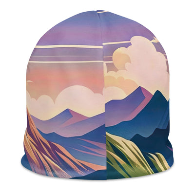 Harmonische Berglandschaft mit Schweizer Flagge auf Gipfel - Beanie (All-Over Print) berge xxx yyy zzz