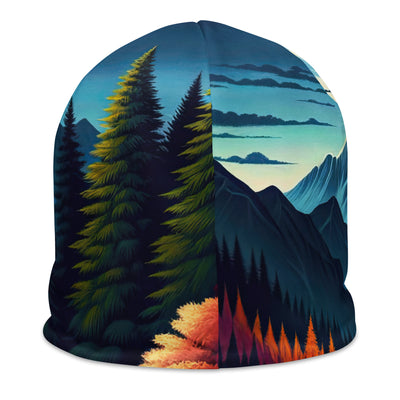 Ruhiger Herbstabend in den Alpen, grün-rote Berge - Beanie (All-Over Print) berge xxx yyy zzz