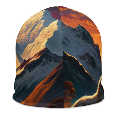 Magischer Alpenabend mit Hochlandkuh und goldener Sonnenkulisse - Beanie (All-Over Print) berge xxx yyy zzz