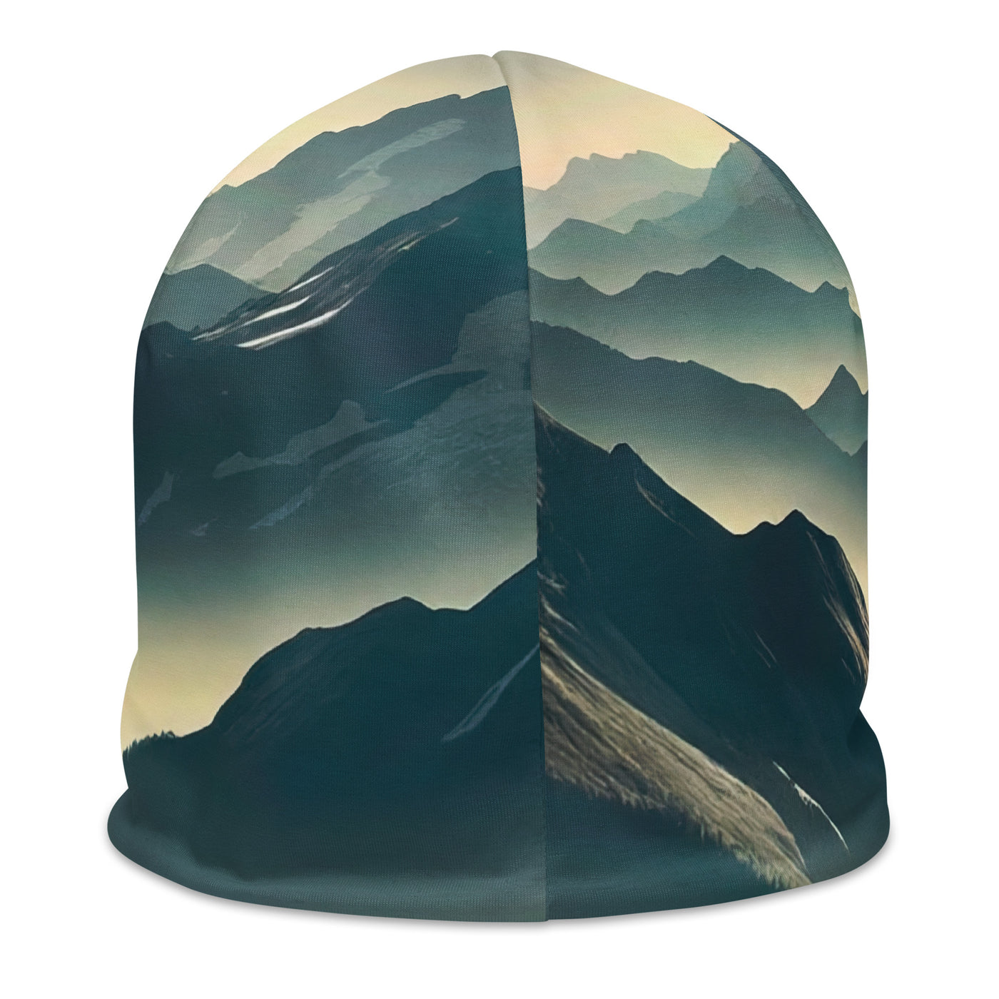 Morgendlicher Steinbock auf Alpengipfel, steile Berghänge - Beanie (All-Over Print) berge xxx yyy zzz