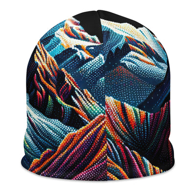 Pointillistische Darstellung der Alpen, Farbpunkte formen die Landschaft - Beanie (All-Over Print) berge xxx yyy zzz