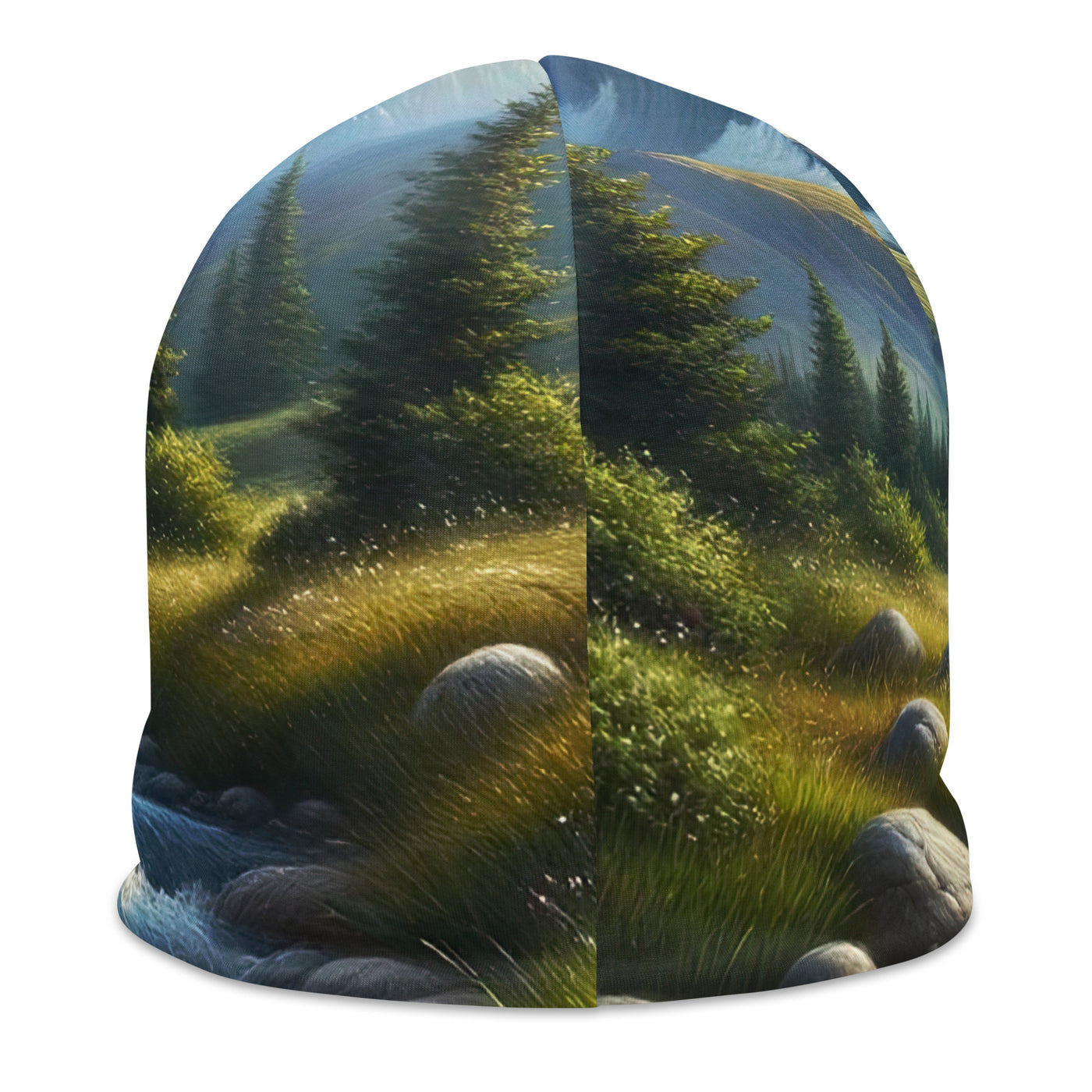 Ölgemälde eines Gebirgsbachs durch felsige Landschaft - Beanie (All-Over Print) berge xxx yyy zzz