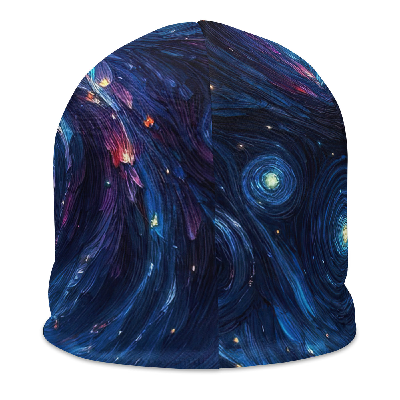 Sternennacht über den Alpen inspiriertes Ölgemälde, mystischer Nachthimmel in Blau - Beanie (All-Over Print) camping xxx yyy zzz