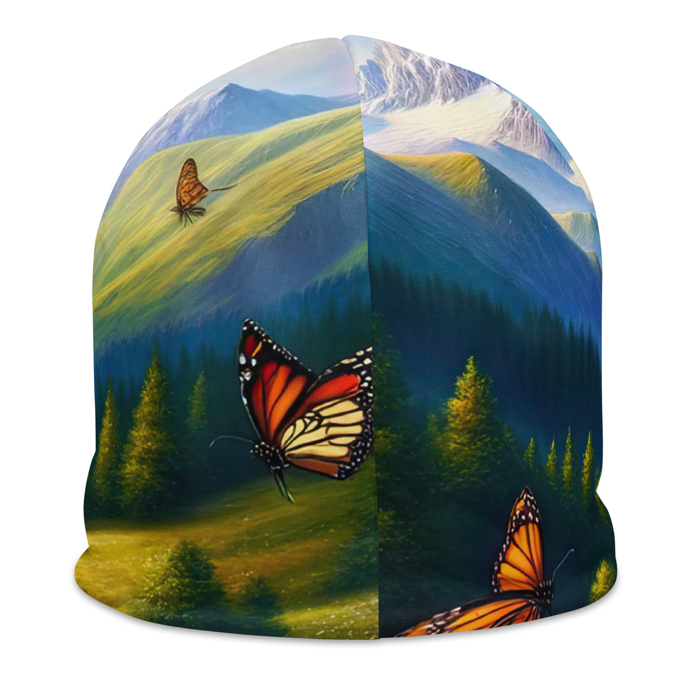 Ölgemälde einer ruhigen Almwiese, Oase mit bunter Wildblumenpracht - Beanie (All-Over Print) camping xxx yyy zzz