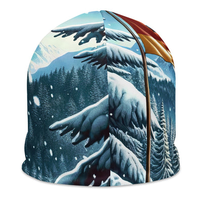 Quadratische Winterillustration der Alpen mit deutscher Flagge und Wanderteam - Beanie (All-Over Print) wandern xxx yyy zzz