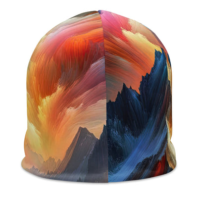 Lebendige abstrakte Alpendarstellung in populärem Kunststil - Beanie (All-Over Print) berge xxx yyy zzz