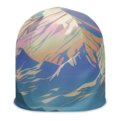 Berge. Fluss und Blumen - Malerei - Beanie (All-Over Print) berge xxx