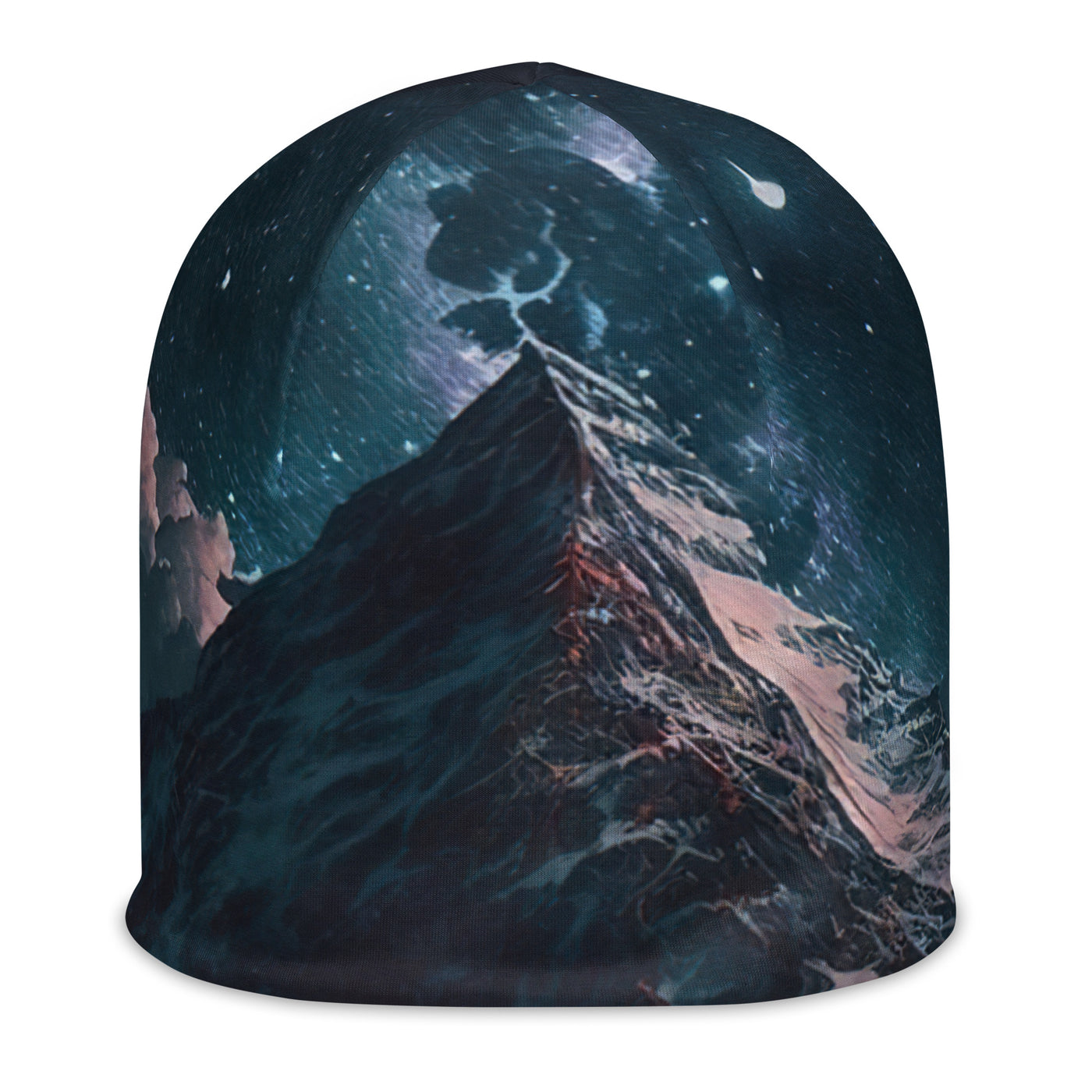 Zelt und Berg in der Nacht - Sterne am Himmel - Landschaftsmalerei - Beanie (All-Over Print) camping xxx L