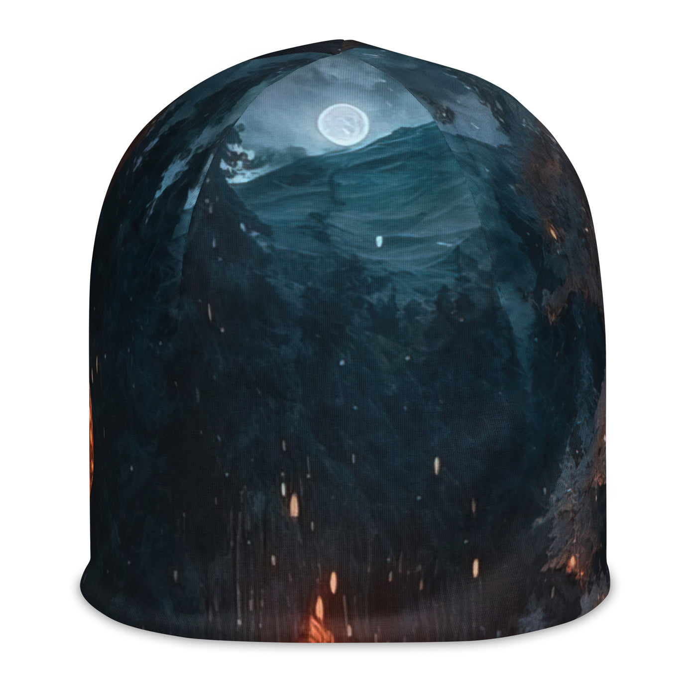 Lagerfeuer beim Camping - Wald mit Schneebedeckten Bäumen - Malerei - Beanie (All-Over Print) camping xxx L