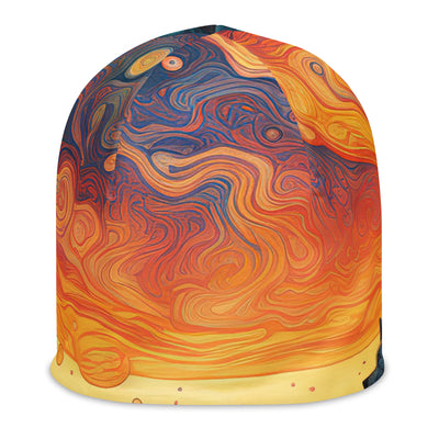 Hund auf Felsen - Epische bunte Landschaft - Malerei - Beanie (All-Over Print) camping xxx L