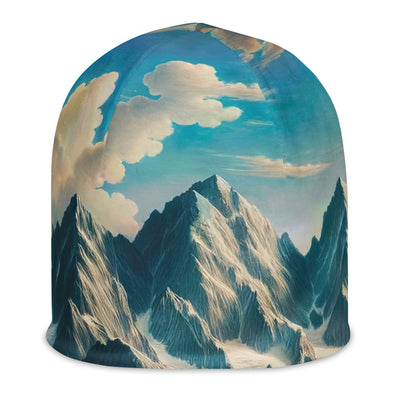 Ein Gemälde von Bergen, das eine epische Atmosphäre ausstrahlt. Kunst der Frührenaissance - Beanie (All-Over Print) berge xxx yyy zzz L