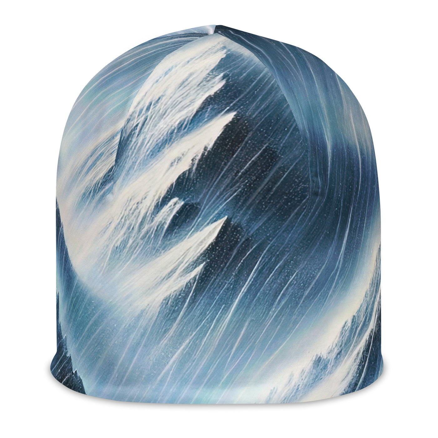 Wanderer und Bergsteiger im Schneesturm: Acrylgemälde der Alpen - Beanie (All-Over Print) wandern xxx yyy zzz L