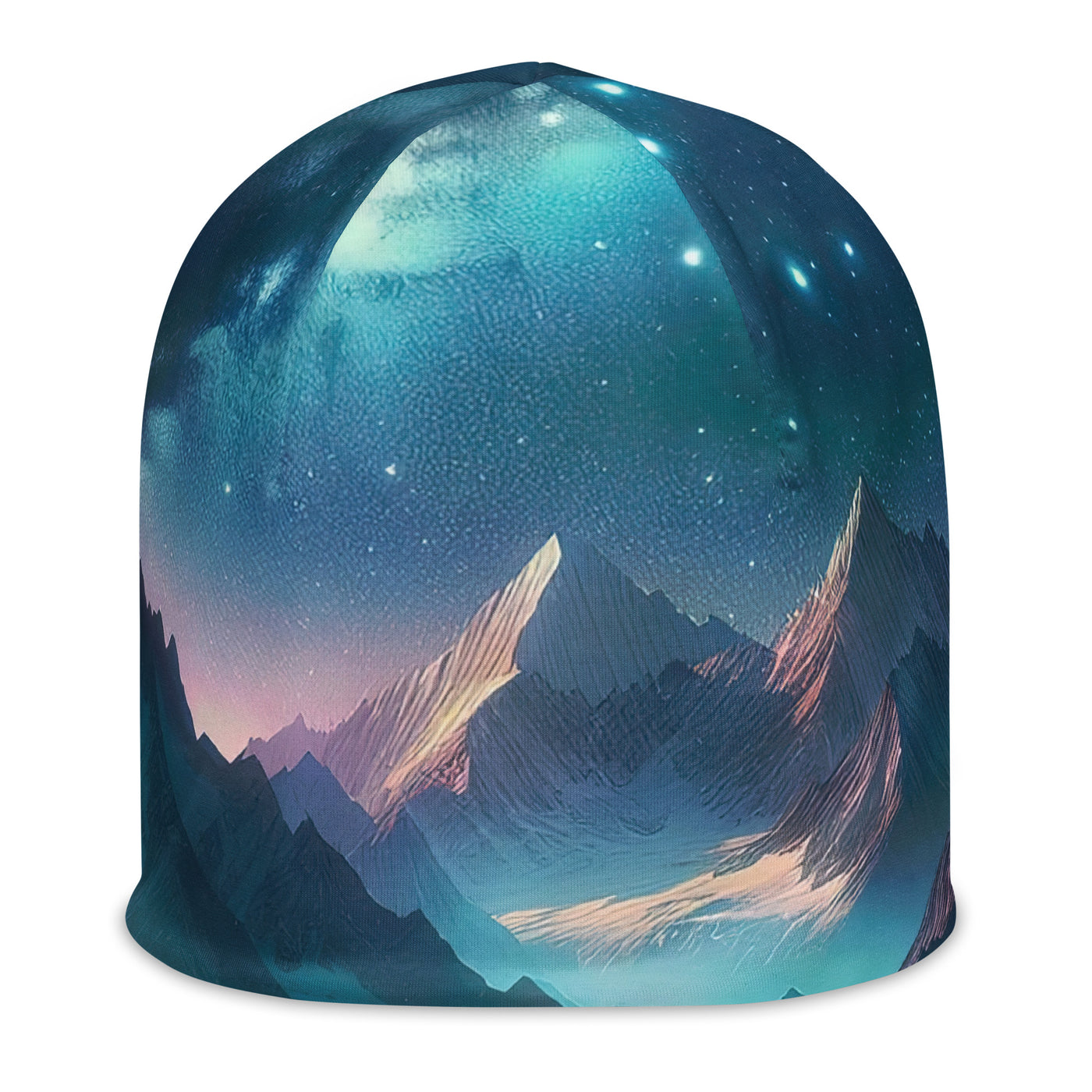 Stille Alpennacht: Digitale Kunst mit Gipfeln und Sternenteppich - Beanie (All-Over Print) wandern xxx yyy zzz L