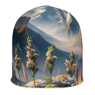 Alpine Flora: Digitales Kunstwerk mit lebendigen Blumen - Beanie (All-Over Print) berge xxx yyy zzz L