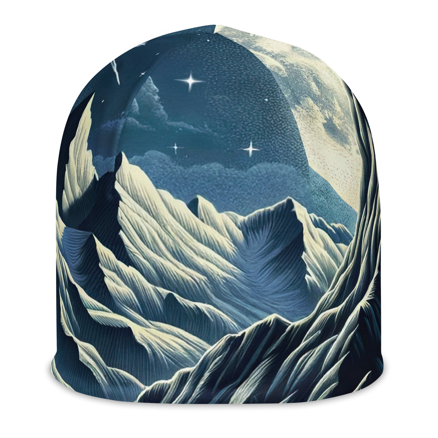 Steinbock in Alpennacht, silberne Berge und Sternenhimmel - Beanie (All-Over Print) berge xxx yyy zzz L