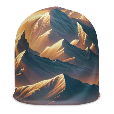 Alpen-Morgendämmerung, erste Sonnenstrahlen auf Schneegipfeln - Beanie (All-Over Print) berge xxx yyy zzz L