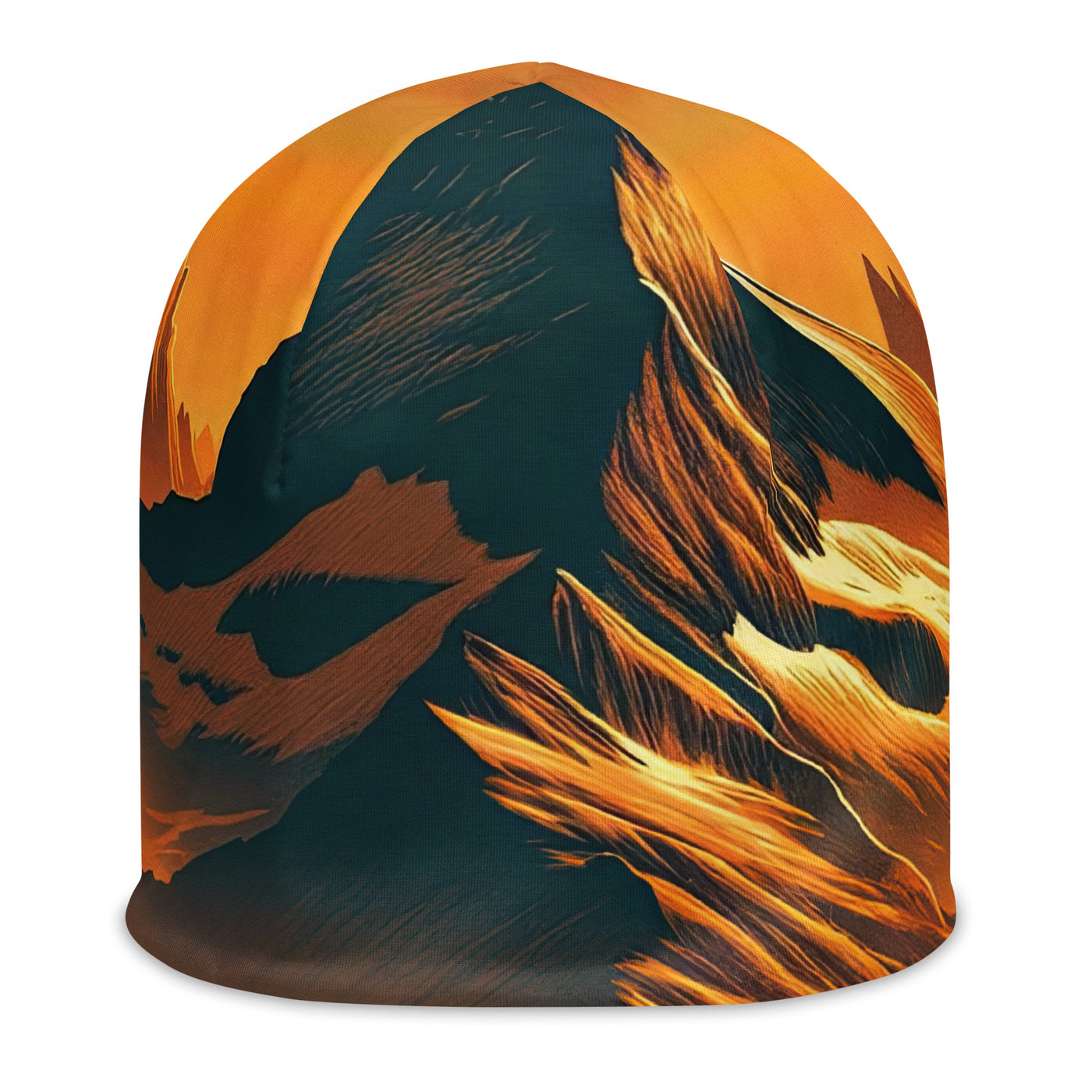 Fuchs in Alpen-Sonnenuntergang, goldene Berge und tiefe Täler - Beanie (All-Over Print) camping xxx yyy zzz L