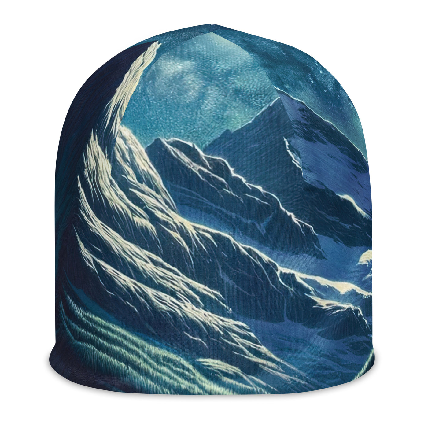 Legendäre Alpennacht, Mondlicht-Berge unter Sternenhimmel - Beanie (All-Over Print) berge xxx yyy zzz L