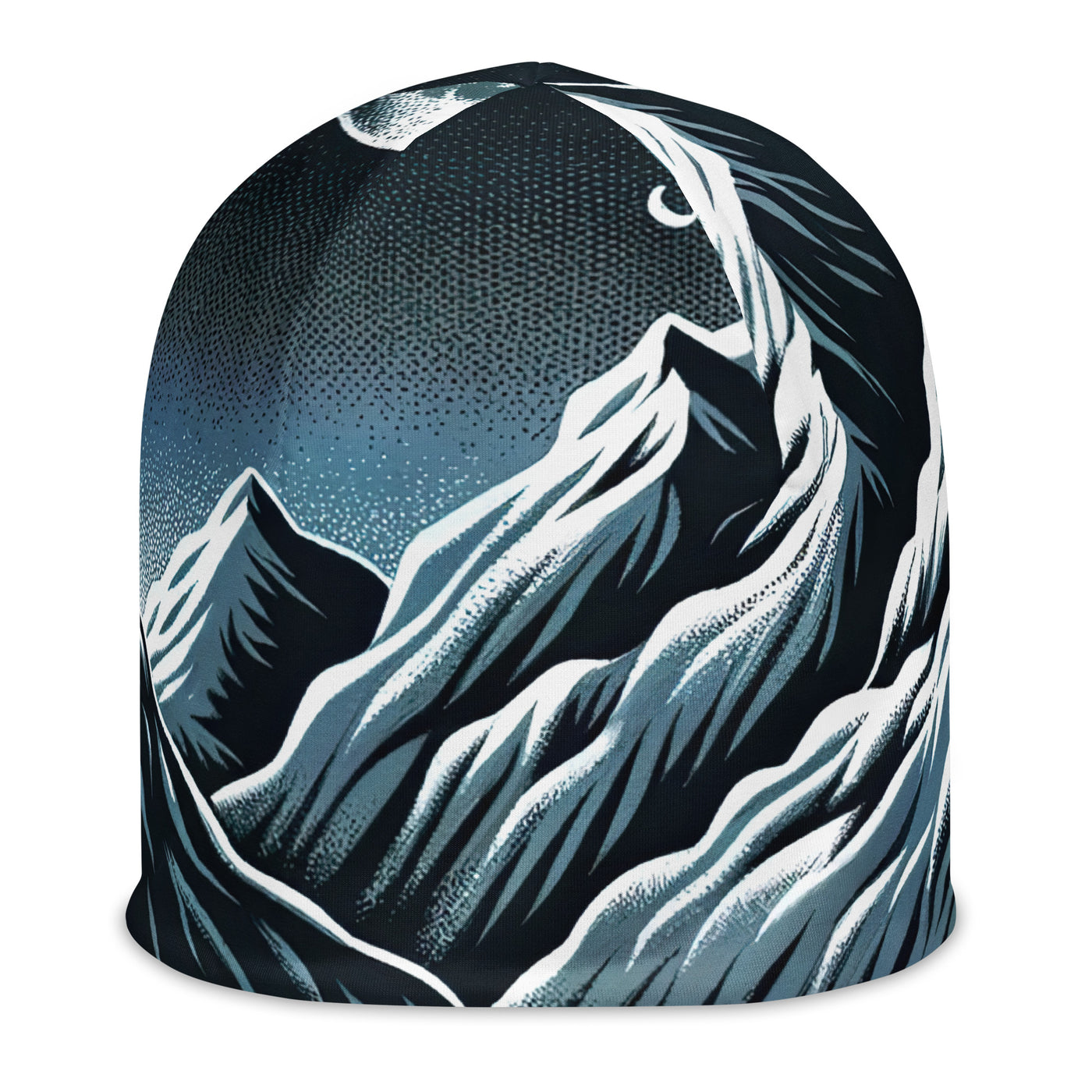 Bär in Alpen-Mondnacht, silberne Berge, schimmernde Seen - Beanie (All-Over Print) camping xxx yyy zzz L