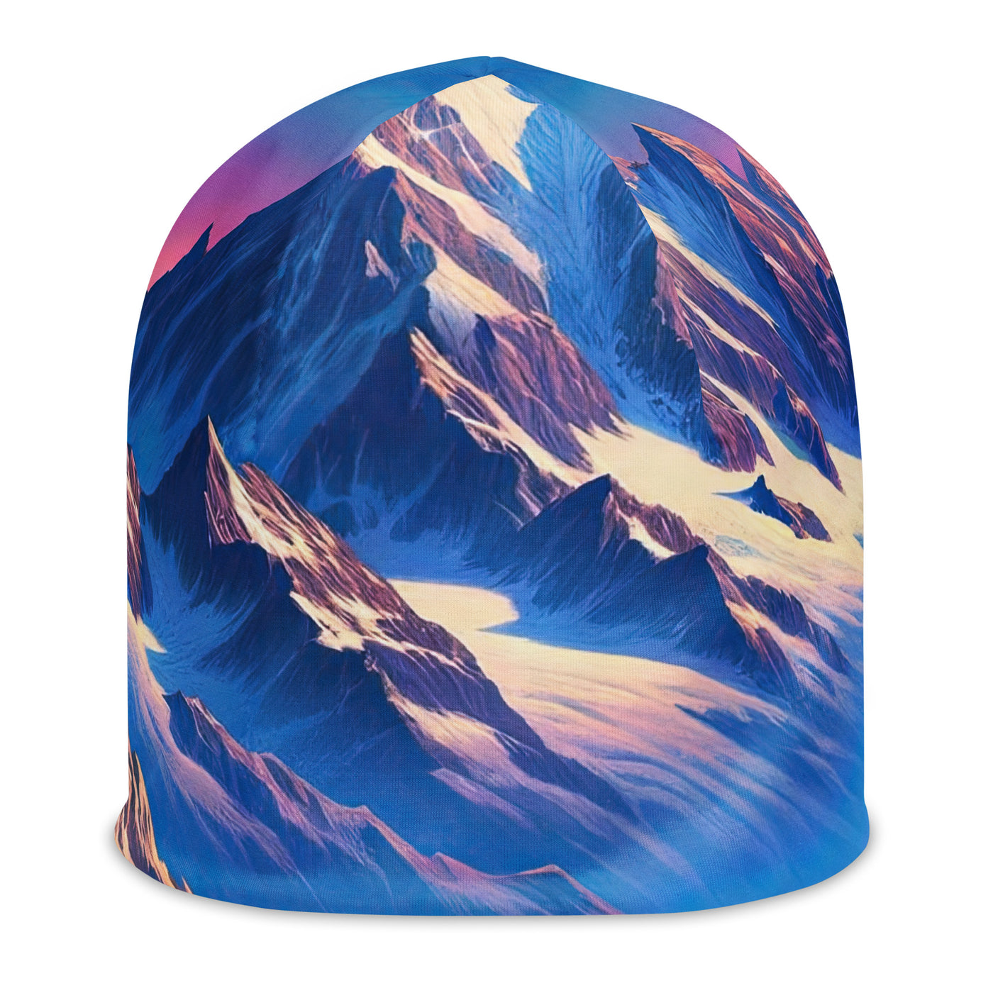 Steinbock bei Dämmerung in den Alpen, sonnengeküsste Schneegipfel - Beanie (All-Over Print) berge xxx yyy zzz L